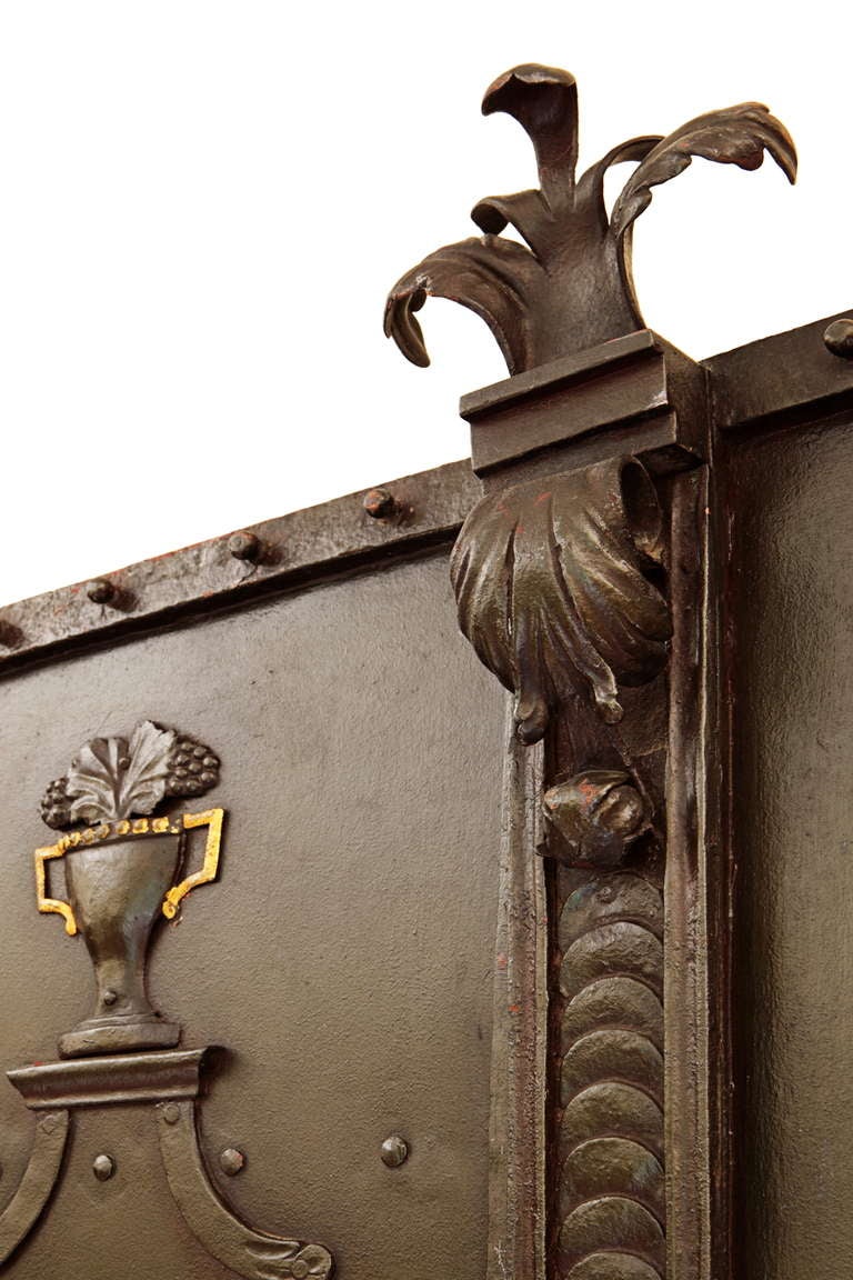 19th c french iron and parcel gild door.