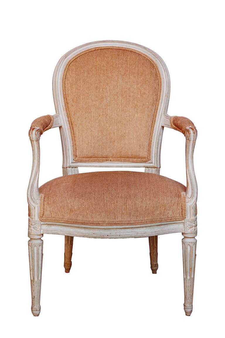 A Louis XVI grey-painted fauteuil by Georges Jacob