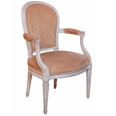 A Louis XVI grey-painted fauteuil by Georges Jacob