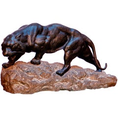 French Bronza Figure of a Crouching Lion