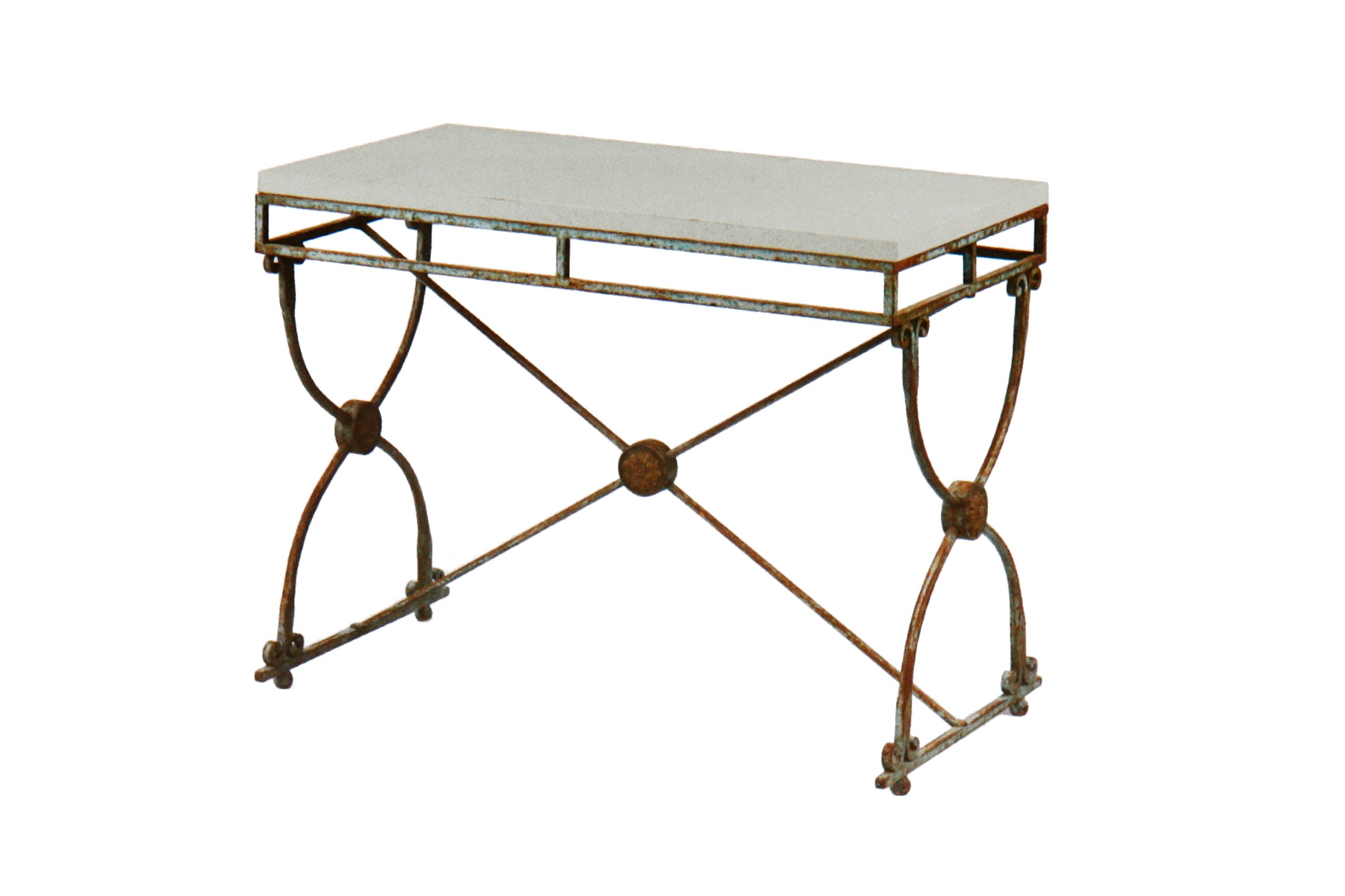 A French Parcel-gilt And Green-painted Wrought Iron Table For Sale