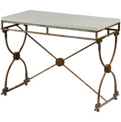A French Parcel-gilt And Green-painted Wrought Iron Table