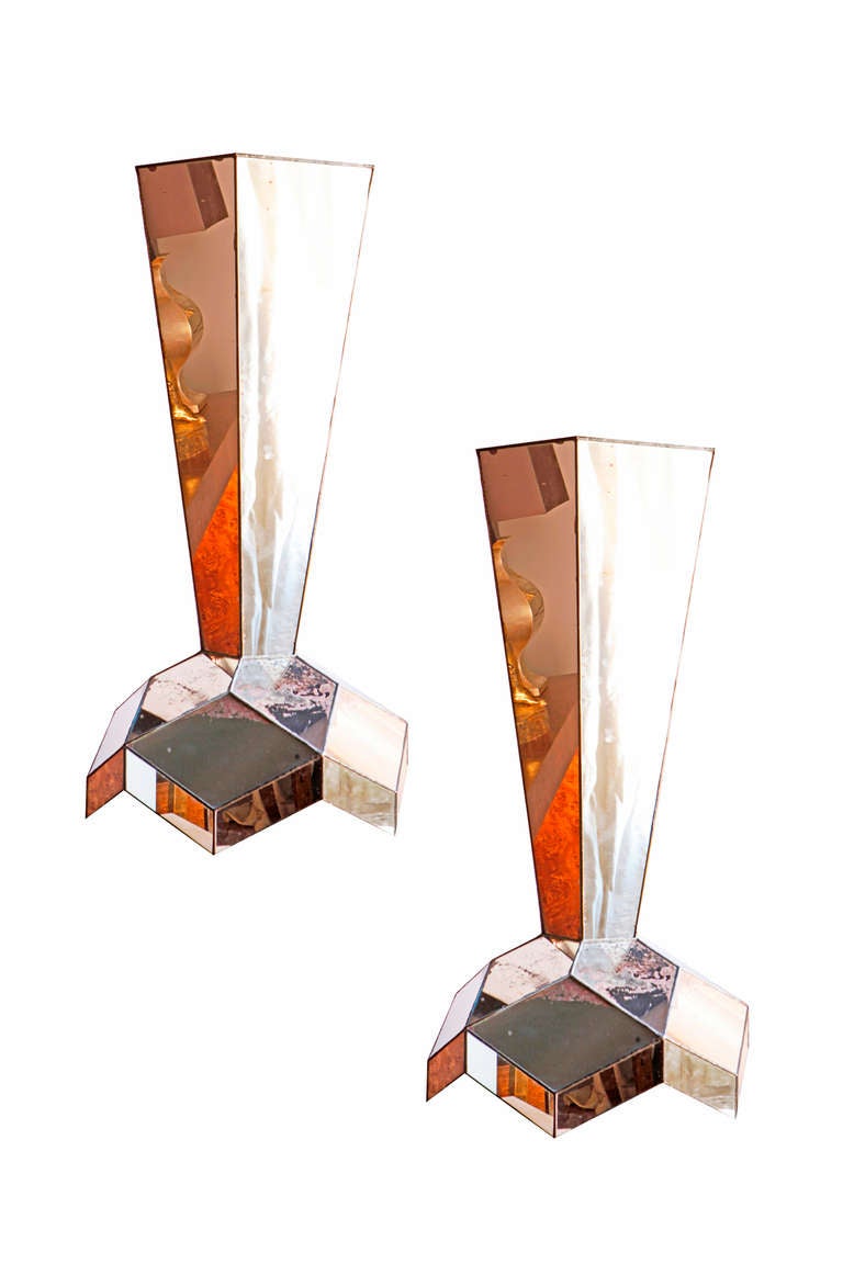 Pair of French Mirrored Ornaments or Bases