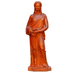 Terracotta Figure of a Classical Maiden Signed by C. Moya
