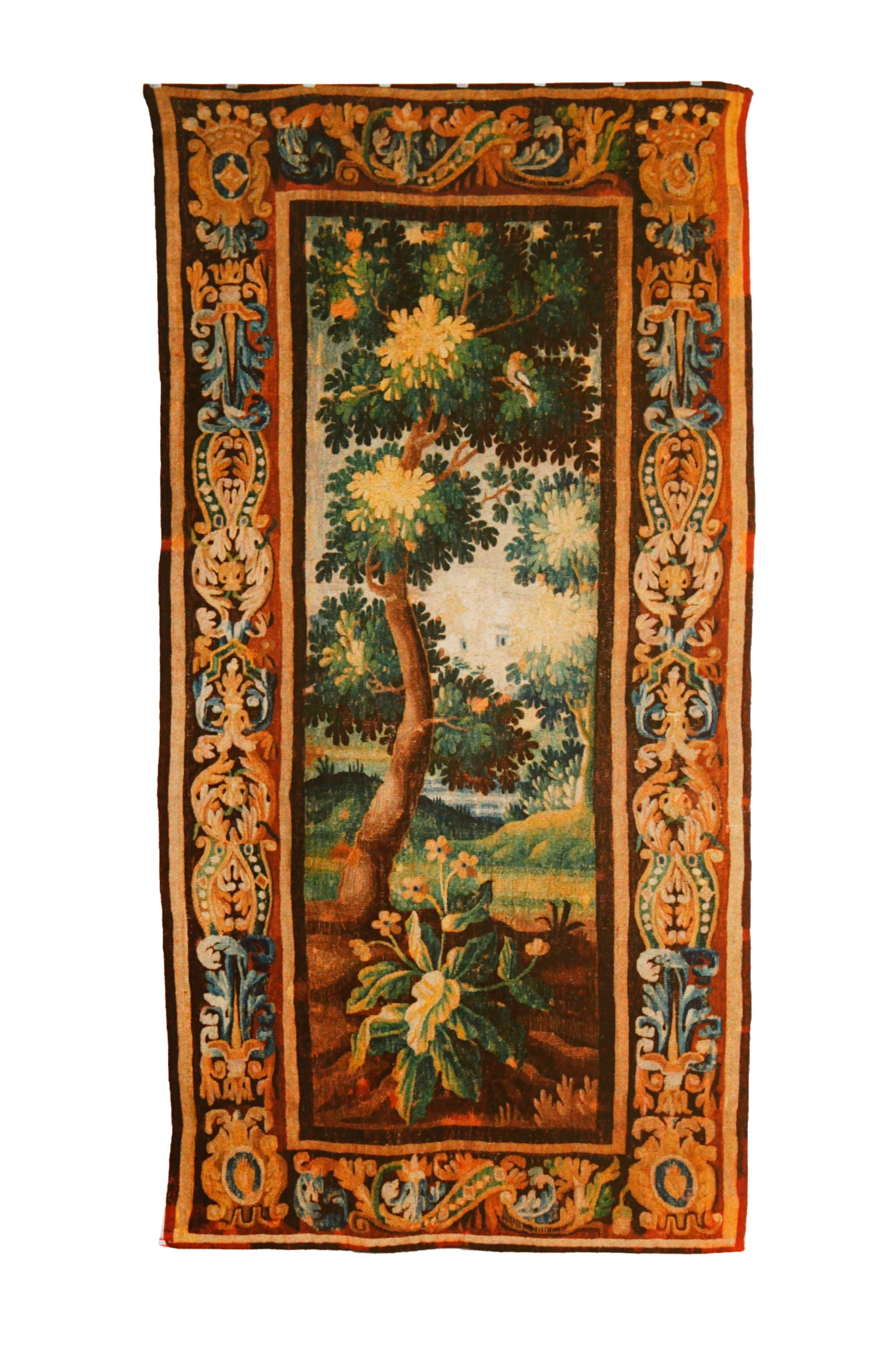An Aubusson Verdure Entre Fenetre Tapestry For Sale