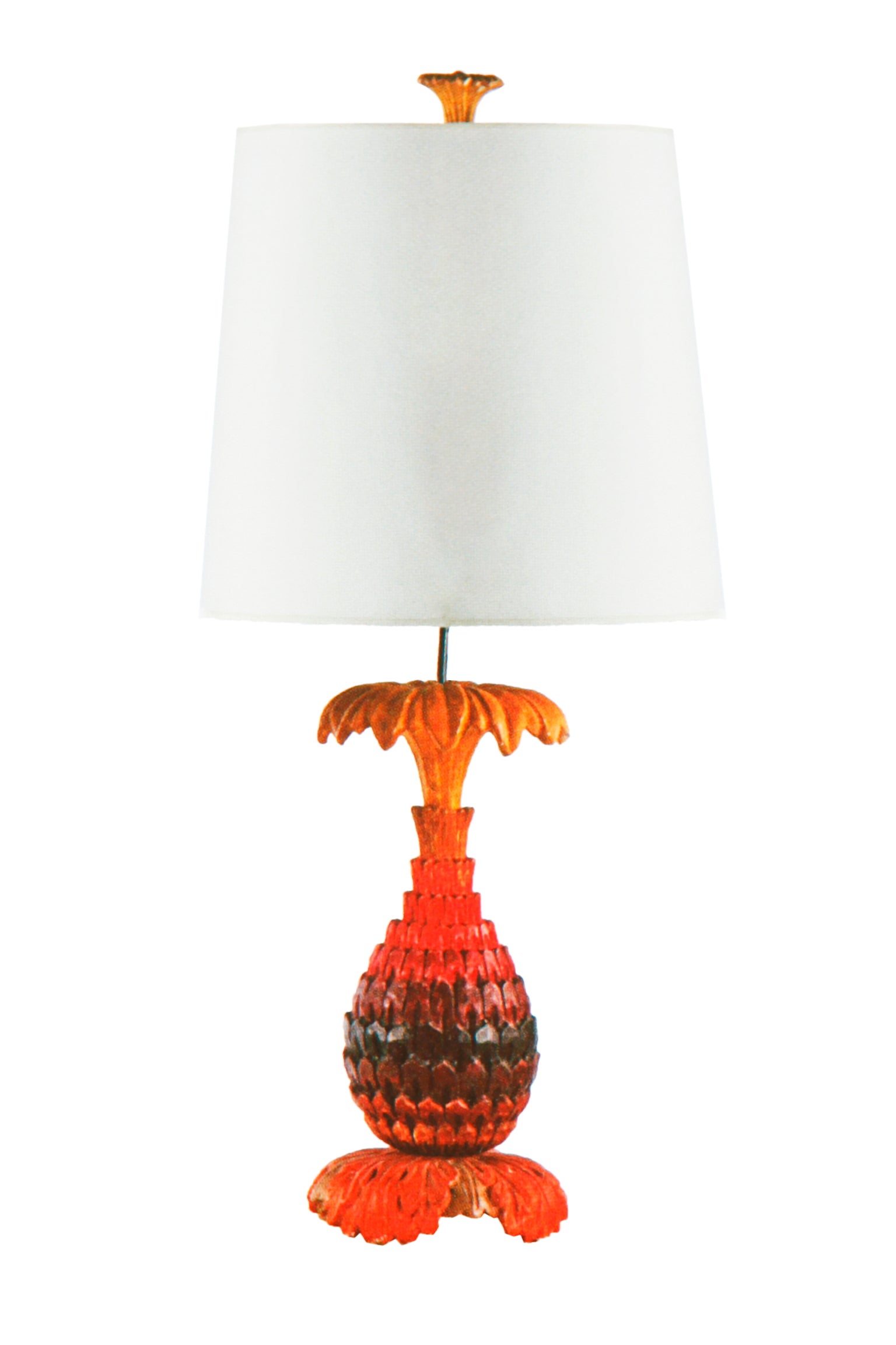 A red-painted pineapple table lamp by Maison Jansen For Sale