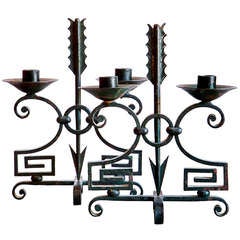 A Pair Of French Wrought-iron Candlesticks