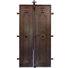 19th c french iron and parcel gild door.