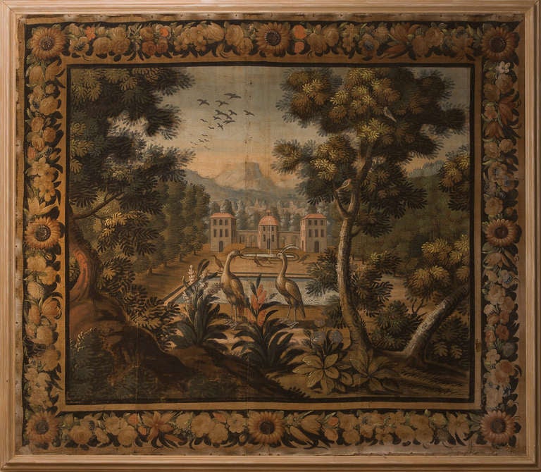 A French 17th Century Painted Textile Panel