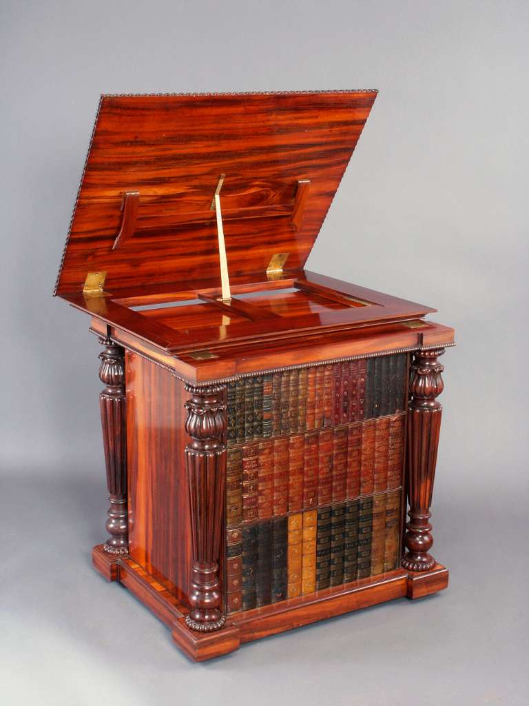 Carved Regency period Goncalo Alves Library Folio Cabinet Attributed to Gillows, 1825