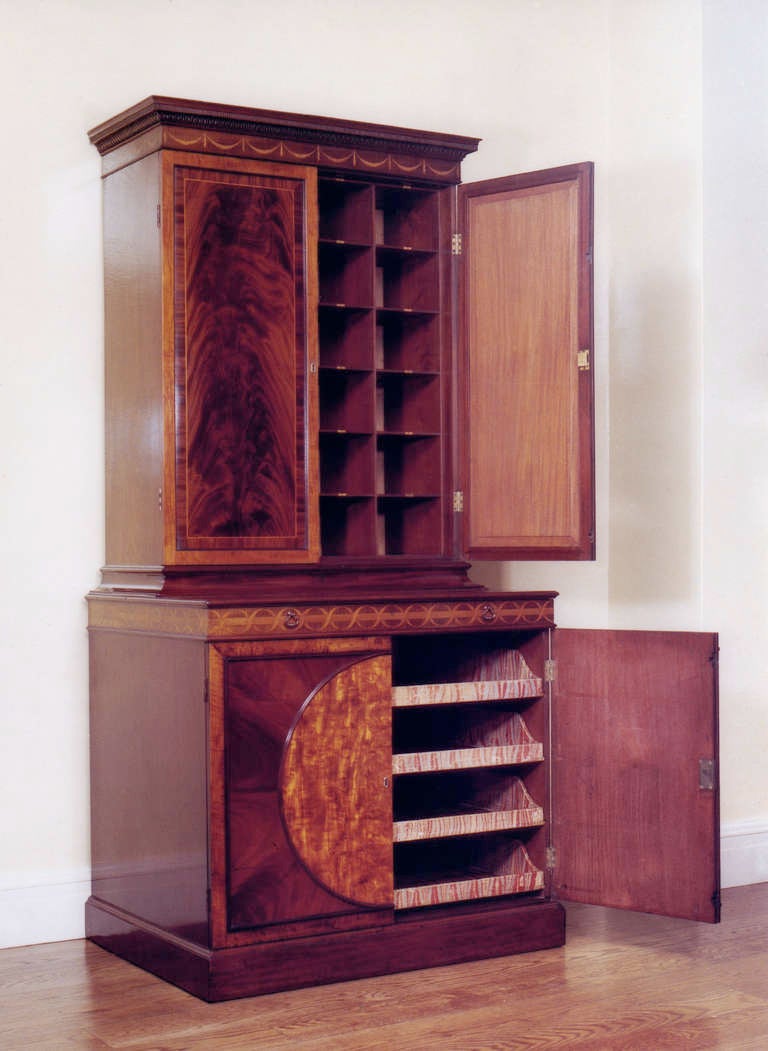 English George III Mahogany and Satinwood Cabinet by John Linnell from Castle Howard For Sale