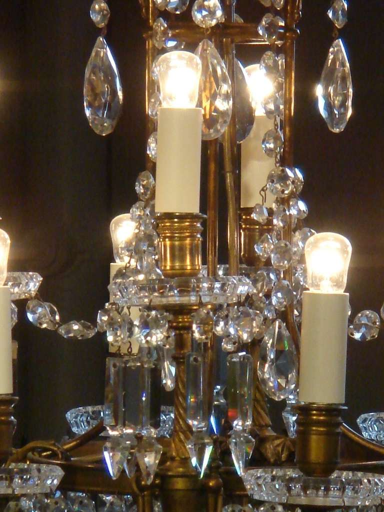 Louis Philippe 19th Century Baccarat Crystal and Ormolu Twelve Branch Chandelier For Sale