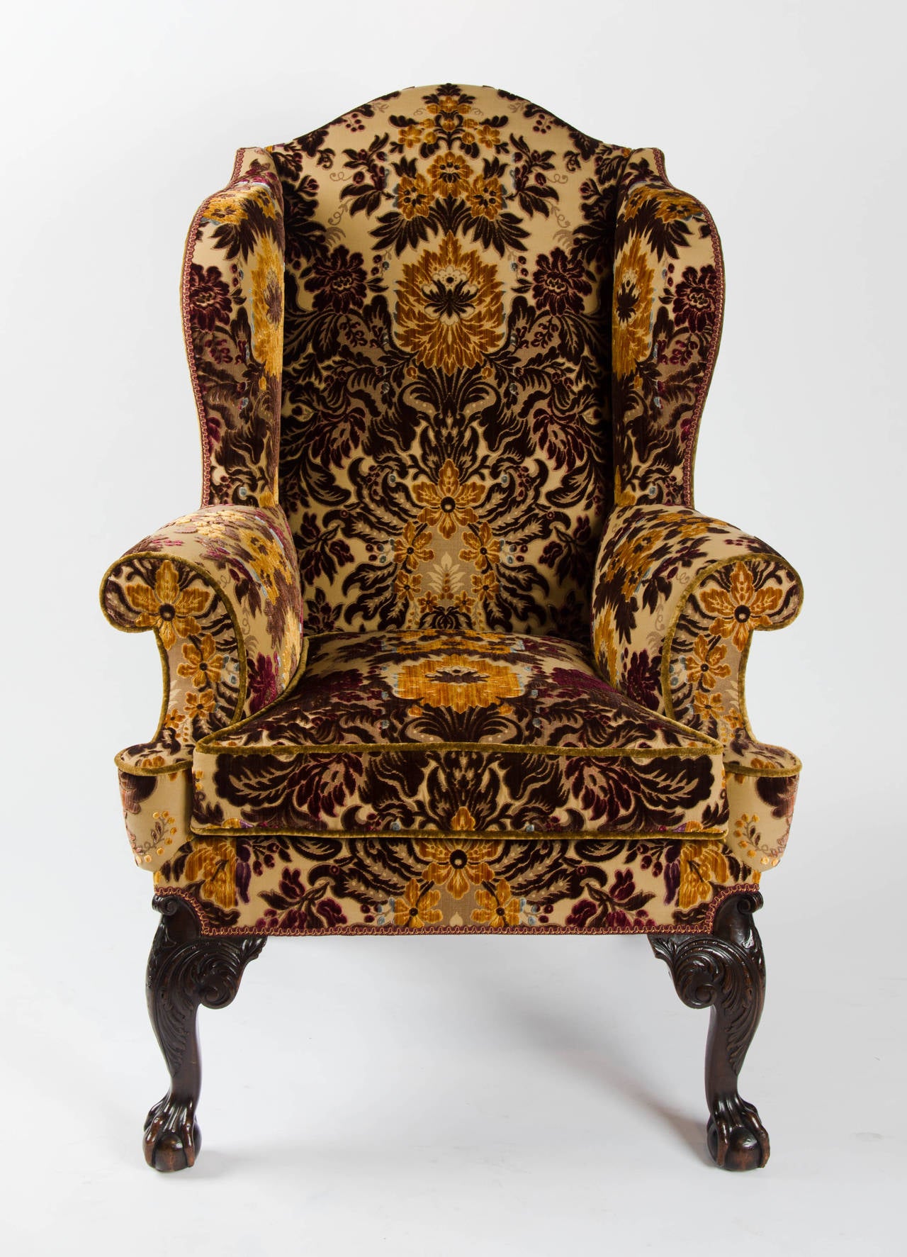 English 19th Century Mahogany and Beech Wing Chair in the 18th Century Manner For Sale