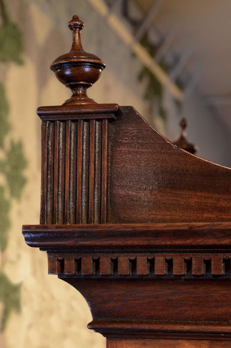 George III period mahogany and satinwood secretaire bookcase with maker's mark. For Sale 4