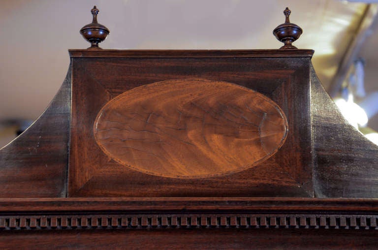 George III period mahogany and satinwood secretaire bookcase with maker's mark. For Sale 5