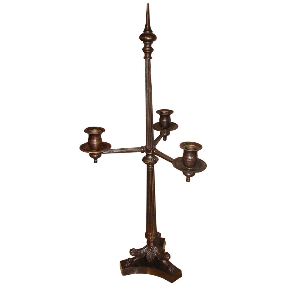 Late 19th Century Bronze Three-Branch Candlestick For Sale