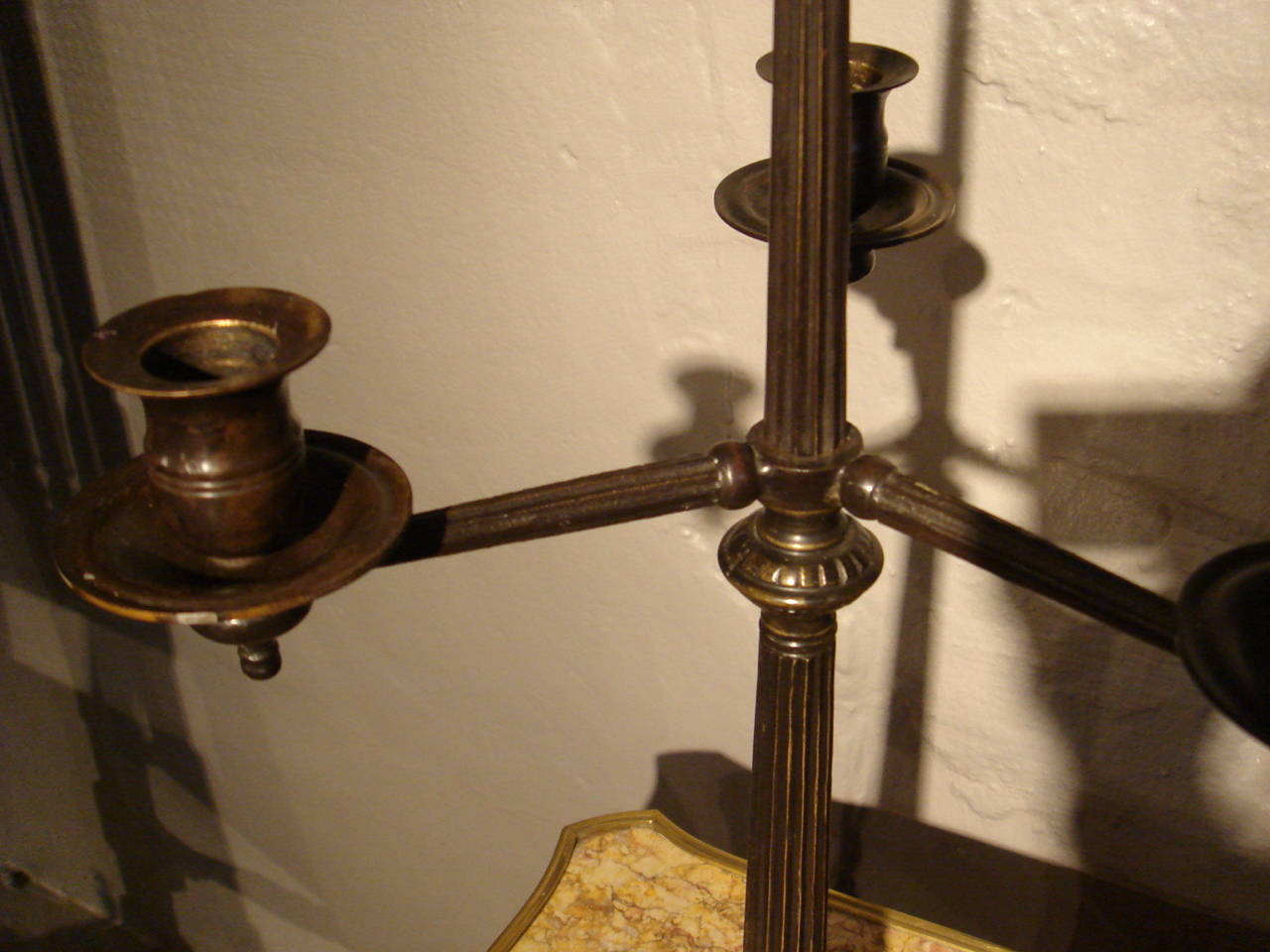 Late 19th Century Bronze Three-Branch Candlestick In Excellent Condition For Sale In London, GB
