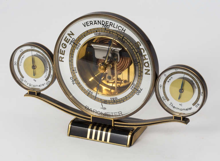 Metalwork Art Deco German Desk Barometer
