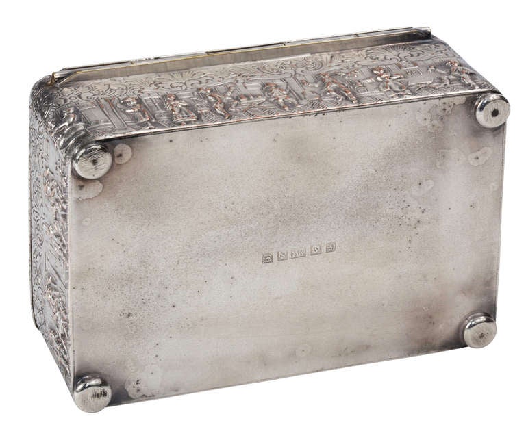 English Decorative Silver Chased  Box