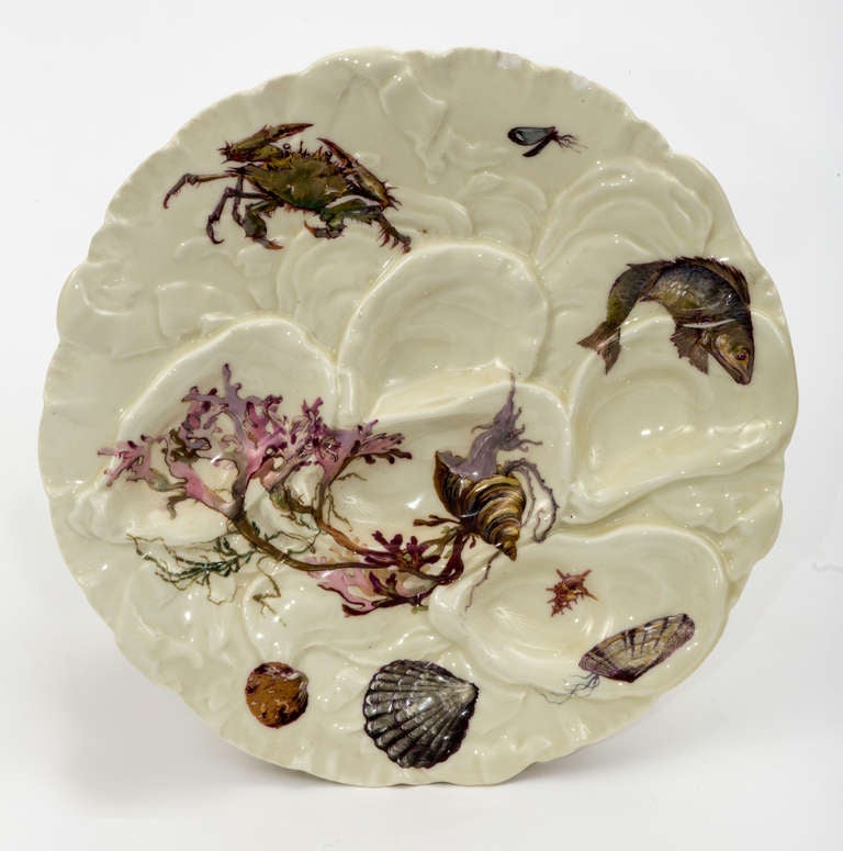 19th Century Circa 1860 French Limoge Oyster Plates