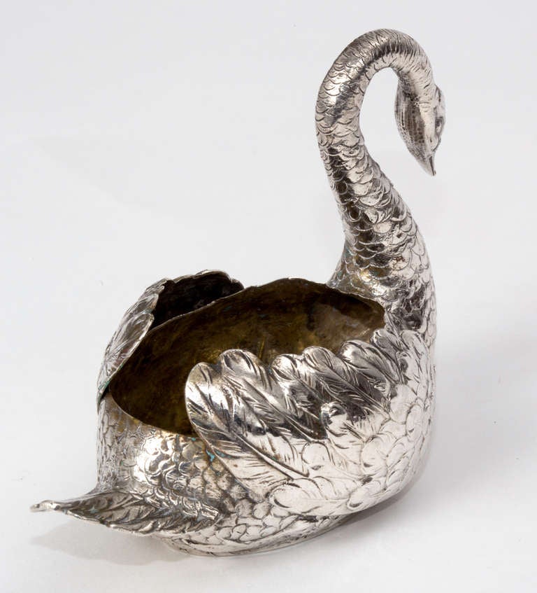 Circa 1920s Pair of 800 Silver Swan Salt Cellar 2