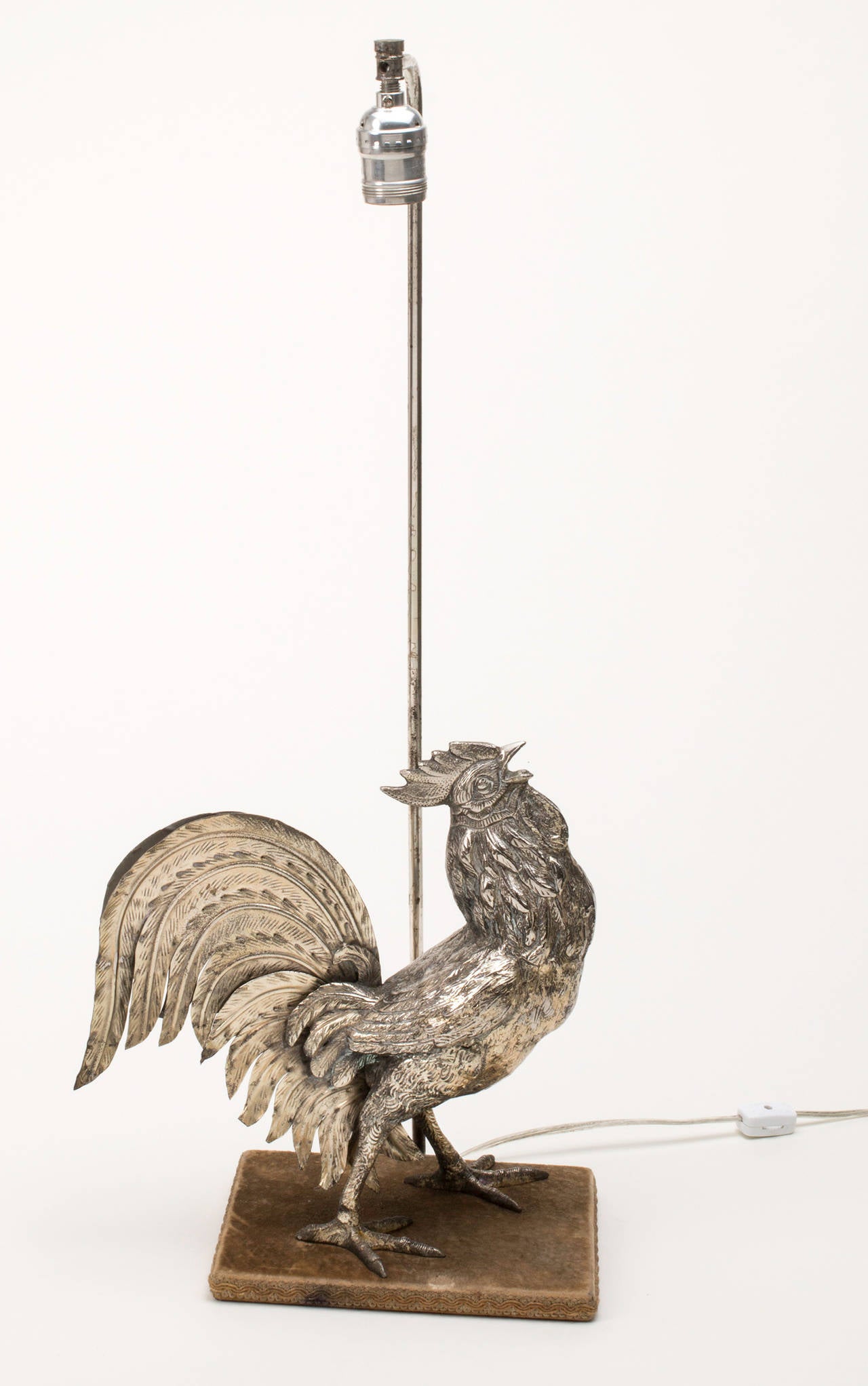 Lamp, Silver Plate Rooster  In Good Condition For Sale In Summerland, CA