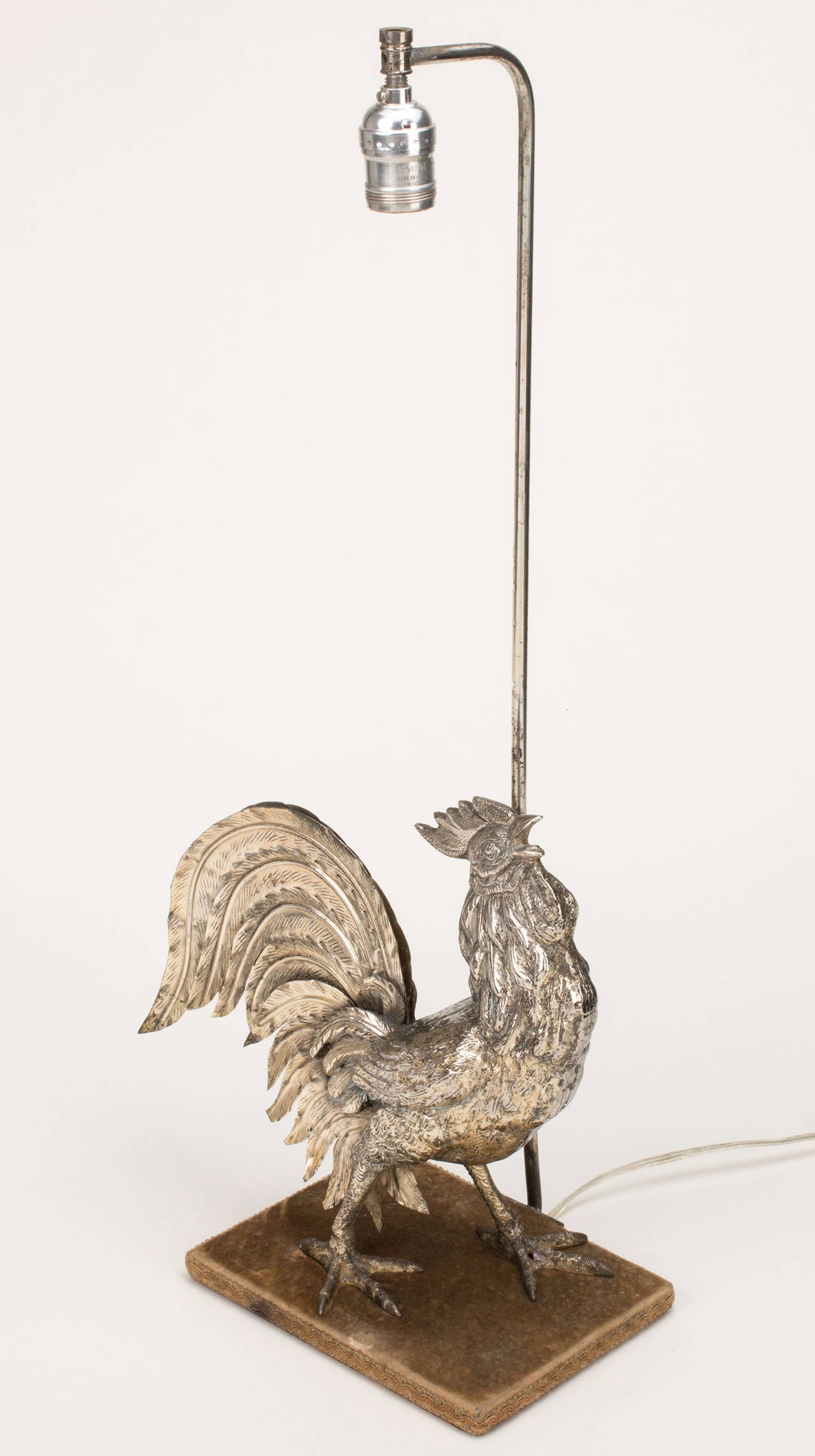 Mid-20th Century Lamp, Silver Plate Rooster  For Sale