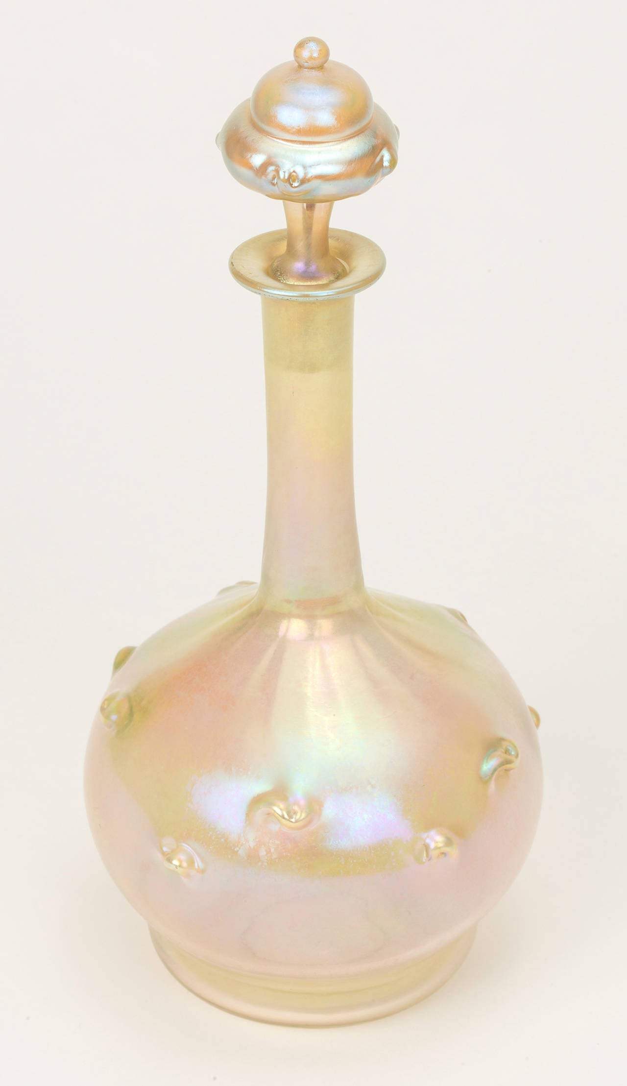 Hand-Crafted Tiffany Studios Favrile Glass Decanter Cordial Set For Sale