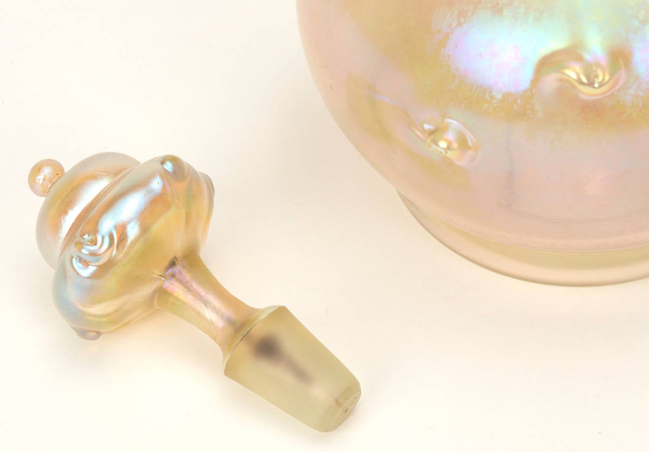 North American Tiffany Studios Favrile Glass Decanter Cordial Set For Sale