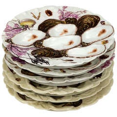 Circa 1860 French Limoge Oyster Plates