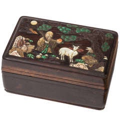 Antique Early 1800s Ebony Inlaid Asian Box