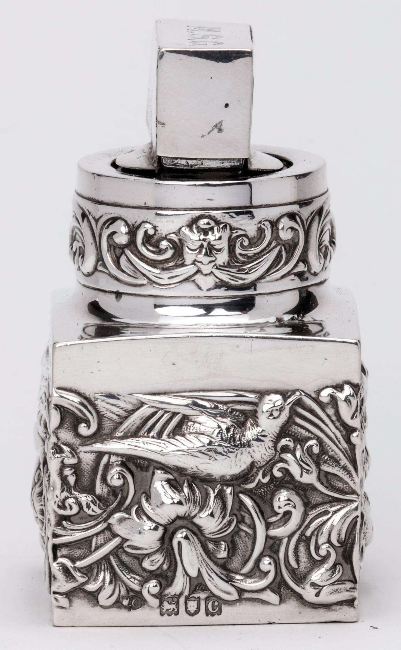 Mid-19th Century Rare English Sterling Silver Perfume Bottle