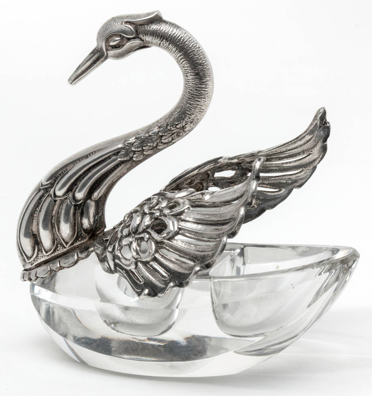 800 Silver and Crystal Swan Salter Set of 3 For Sale 3