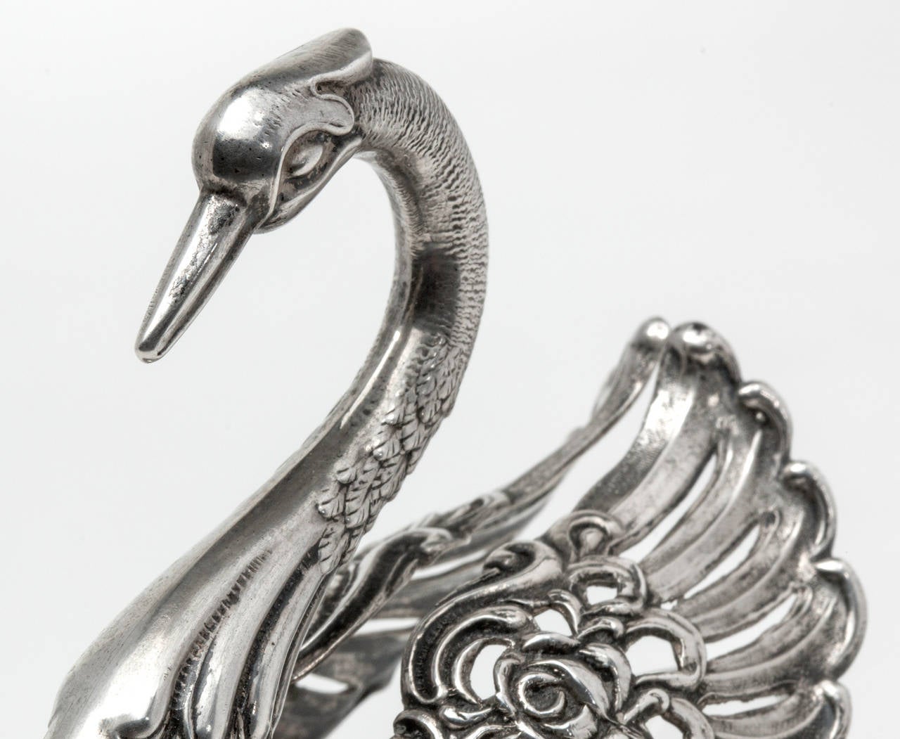 800 Silver and Crystal Swan Salter Set of 3 For Sale at 1stDibs