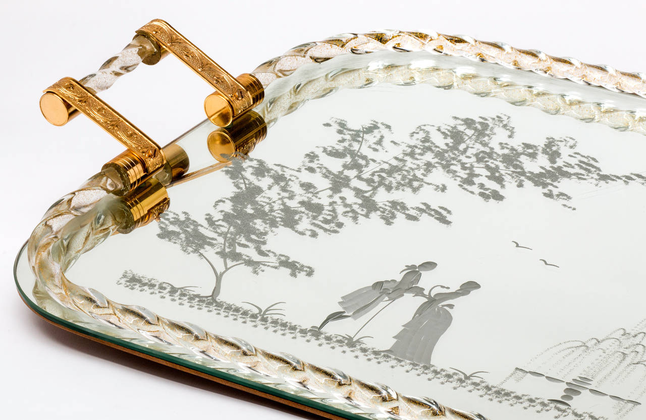 Italian Superb Large Murano Glass Gallery/Vanity Tray