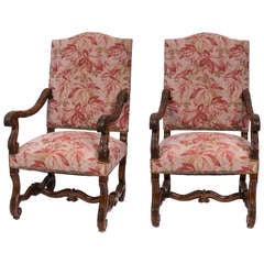1900s Superb Pair Of Walnut Carved Arm Chairs- Shipping Included