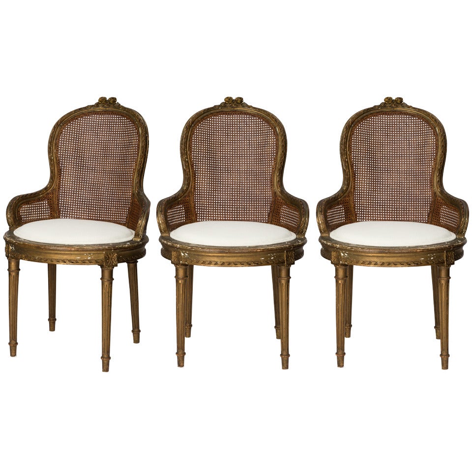 19th C. French Cane Chairs, Set Of 3