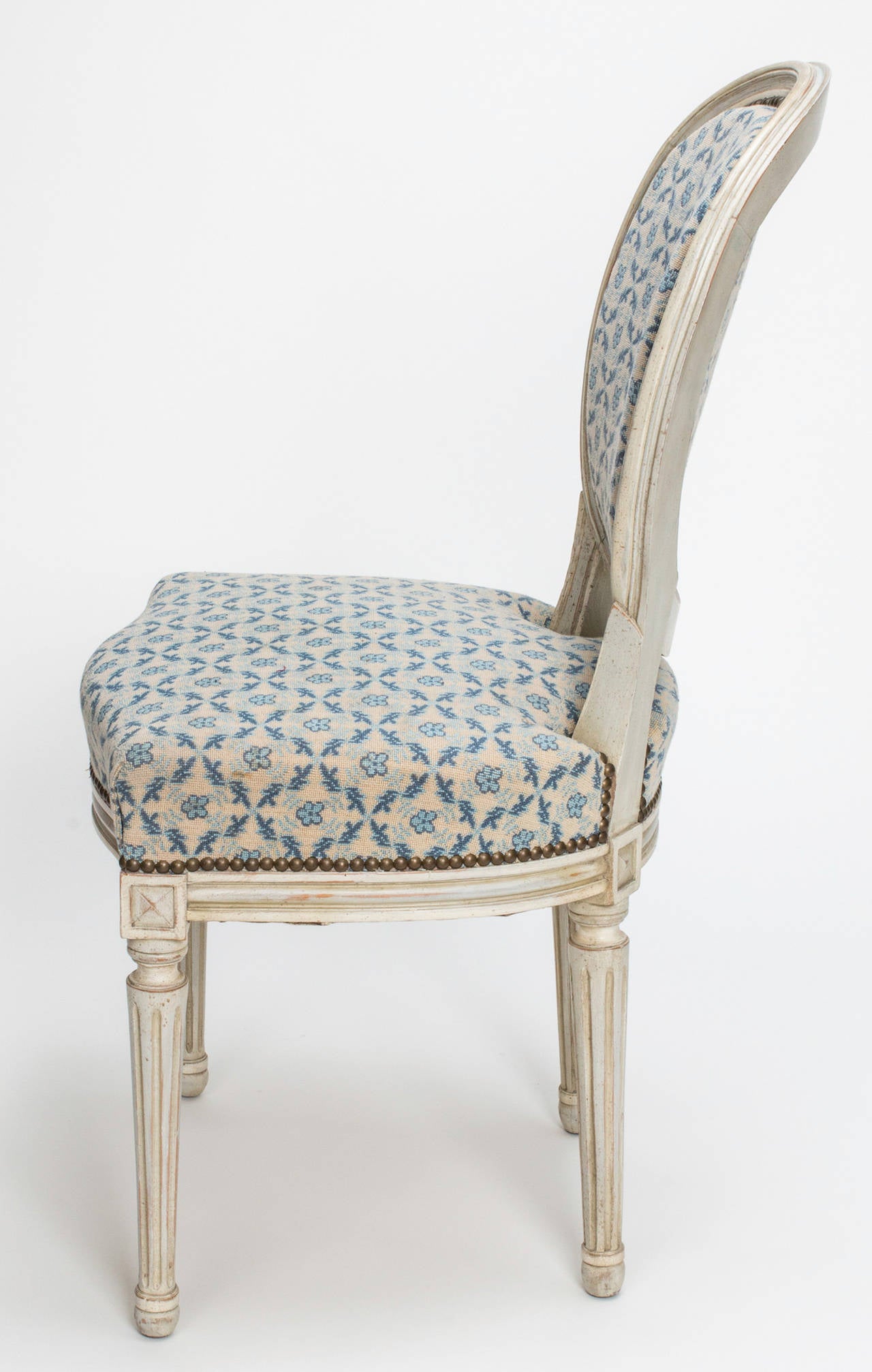 C.1890s Louis XVI Style Painted Dining Chairs set of four In Excellent Condition For Sale In Summerland, CA
