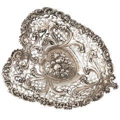 19th Century French Sterling Pierced Heart Bowl