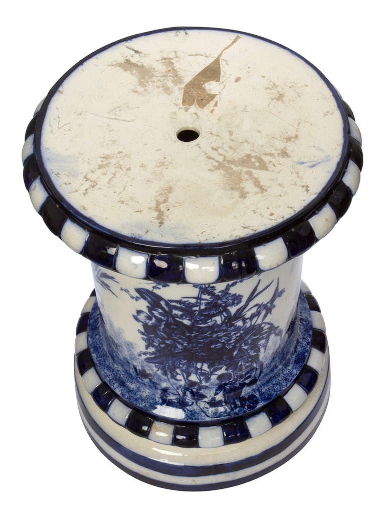 20th Century Pedestal, Ceramic Flow Blue, 1920s English  For Sale