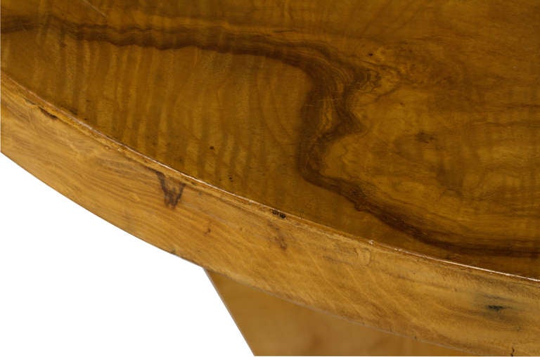 Art Deco Burl Round Pedestal Table 2