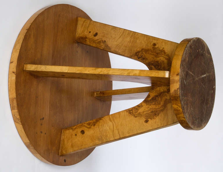 Art Deco Burl Round Pedestal Table 3