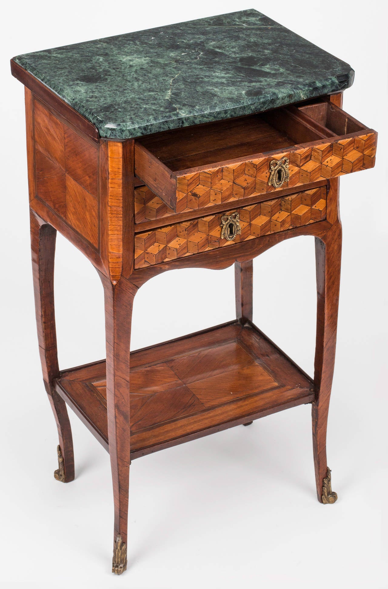 Louis XV Marquetry Chest with Marble Top, circa 1750 For Sale 4