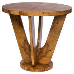 Art Deco Burl Round Pedestal Table