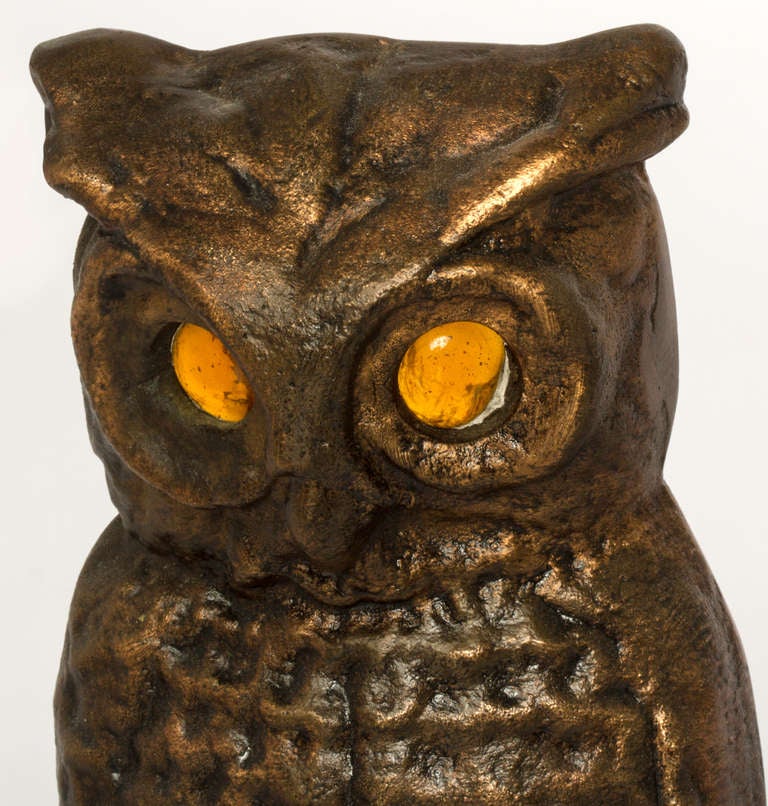 Pair of Bronze Owl Andirons 2