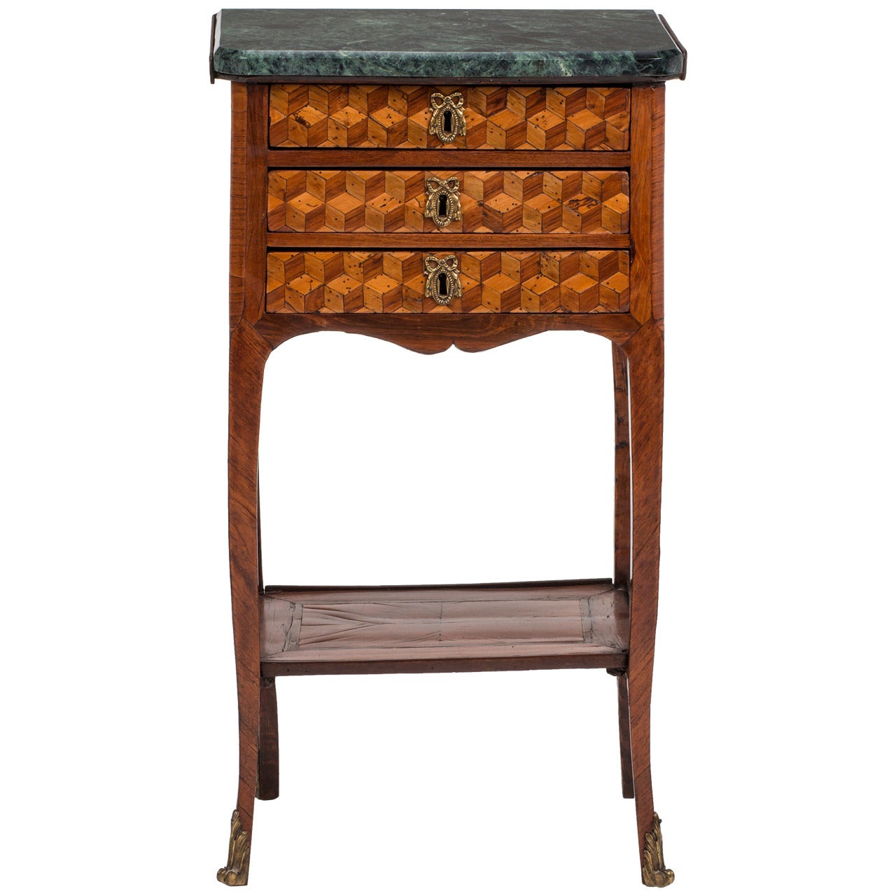 Louis XV Marquetry Chest with Marble Top, circa 1750 For Sale