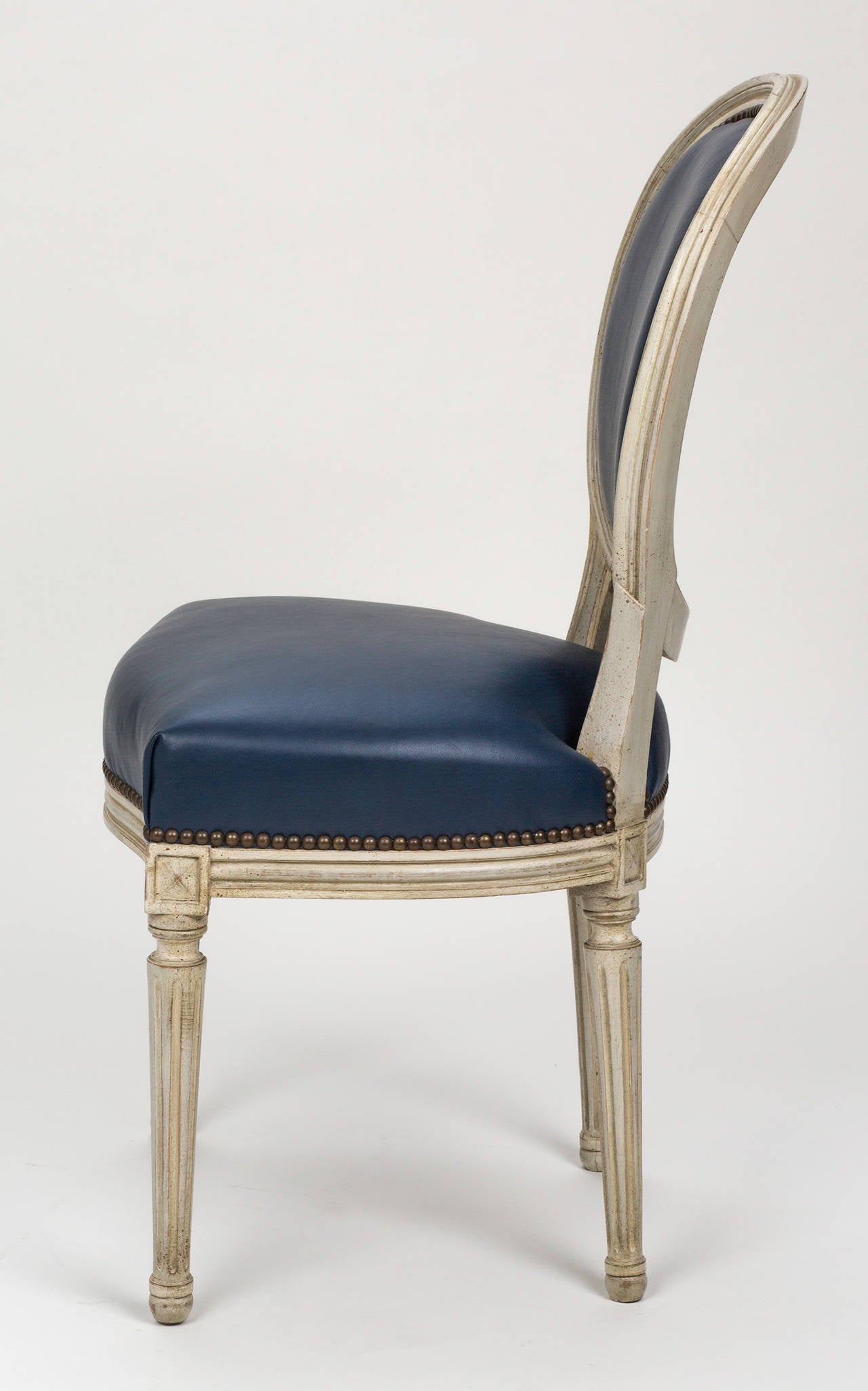Late 19th Century Pair of French Louis XVI Style Leather Chairs, circa 1880s