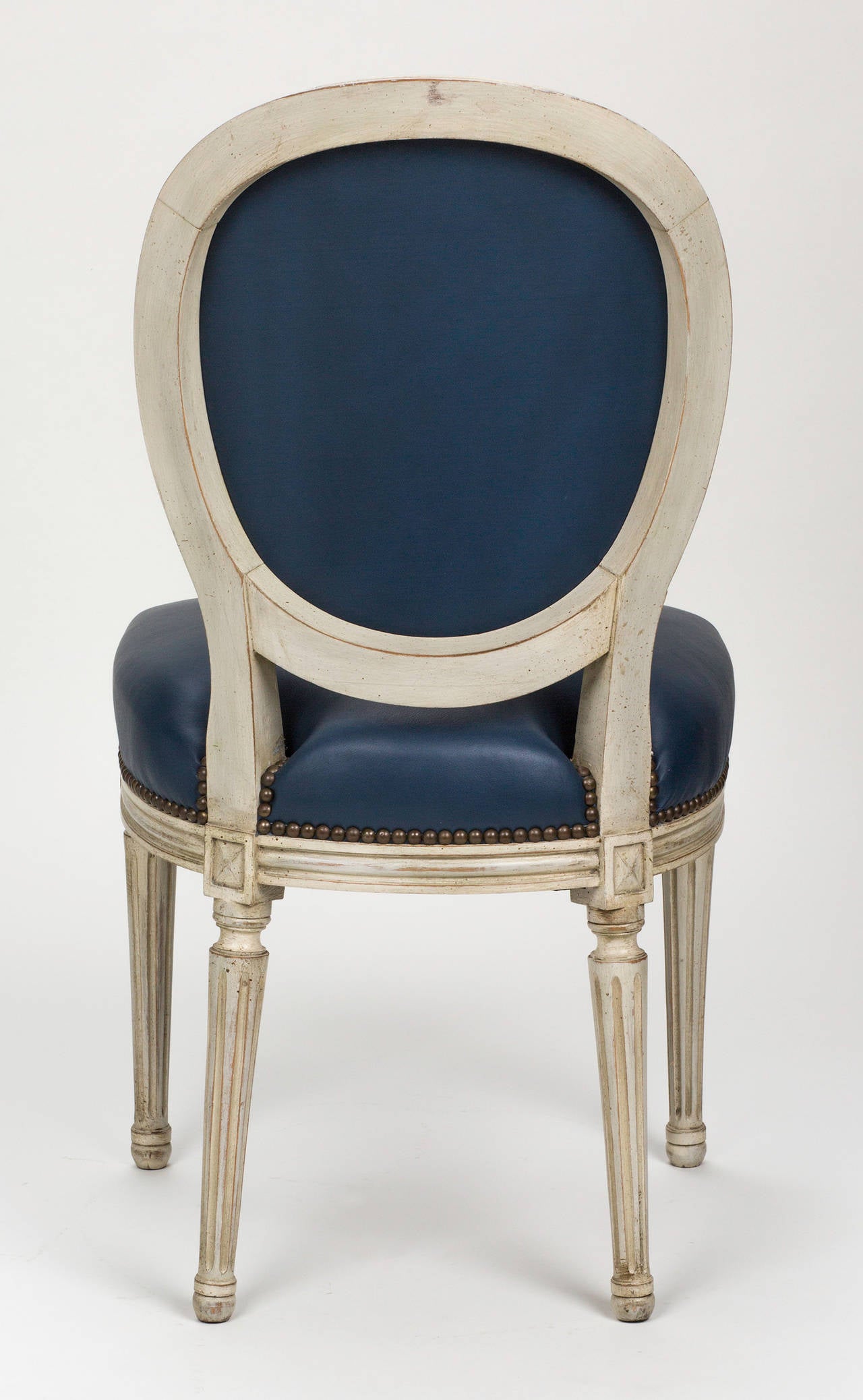 Pair of French Louis XVI Style Leather Chairs, circa 1880s 1