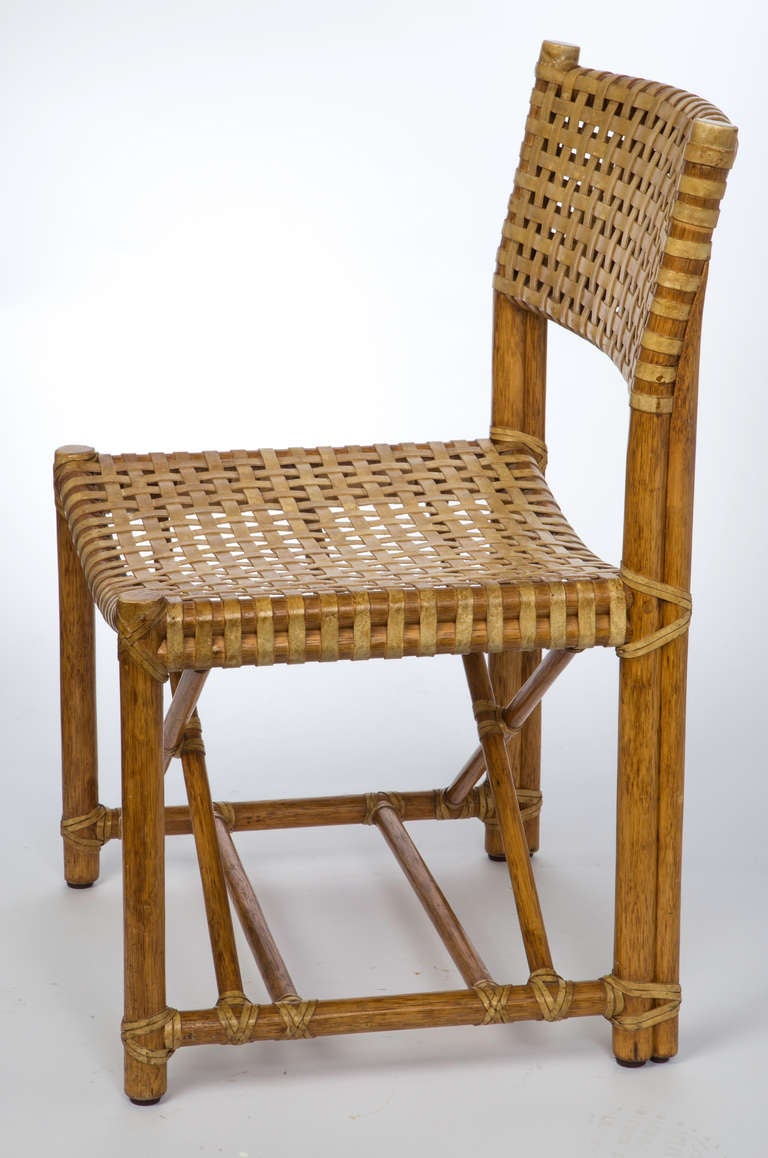 Late 20th Century Pair,  McGuire Leather Strap Chairs