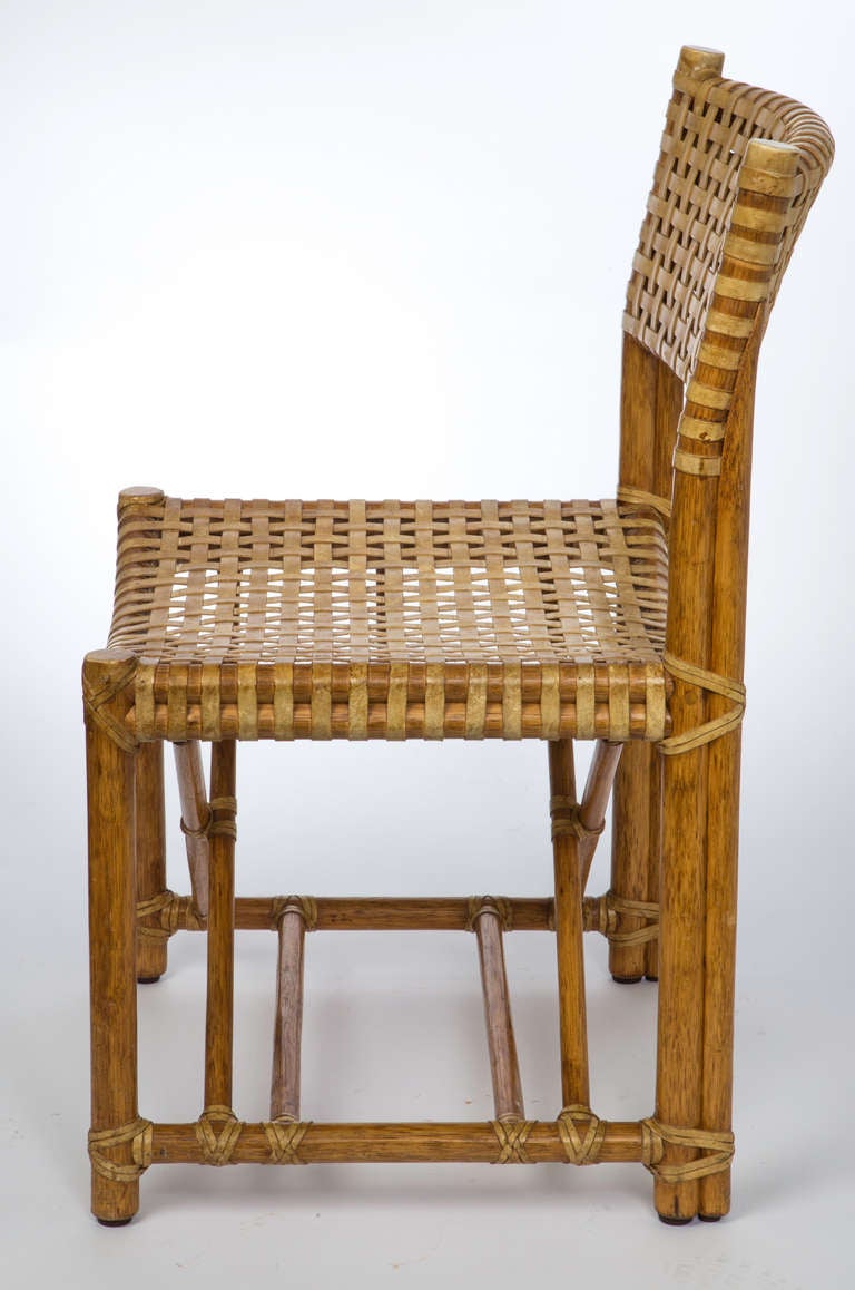 Bamboo Pair,  McGuire Leather Strap Chairs